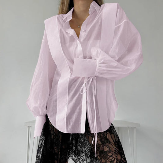 Dame afslappet skjorte med voluminøse ærmer og moderne snit Stilla