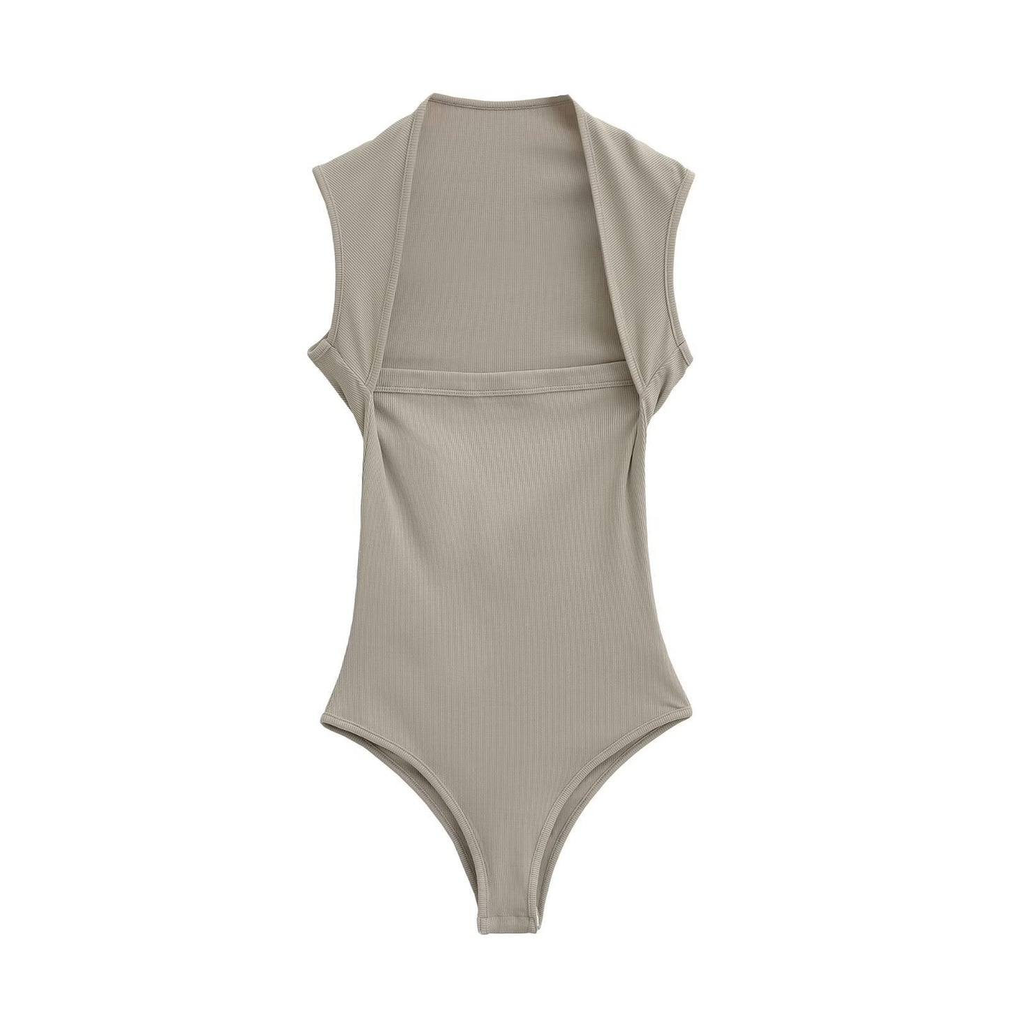 Femme Ribstrik-Højkravebodysuit Stilla