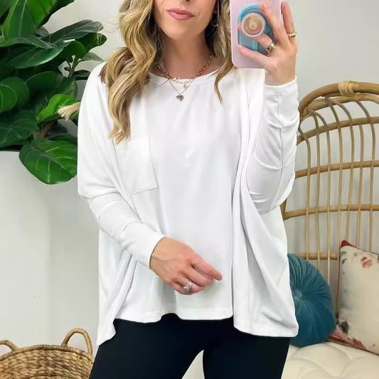 Dame afslappet oversized skjorte med lommer Stilla