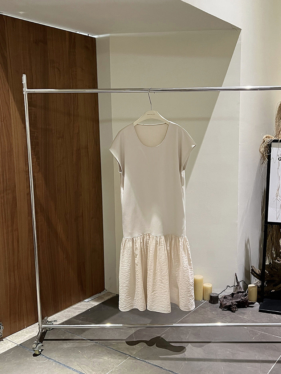 Dame afslappet Maxi-kjole med voluminøs kant og høj kvalitets bomuldsblanding Stilla