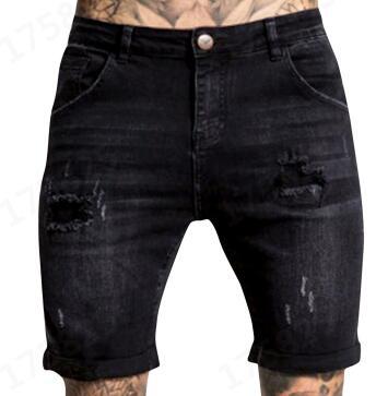 Herrer casual jeansshorts med moderne rifter og opadvendte sømme Stilla