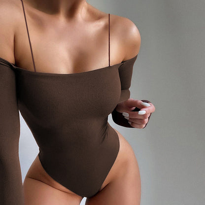 Dame off-shoulder bodysuit med lange ærmer og tætsiddende pasform Stilla