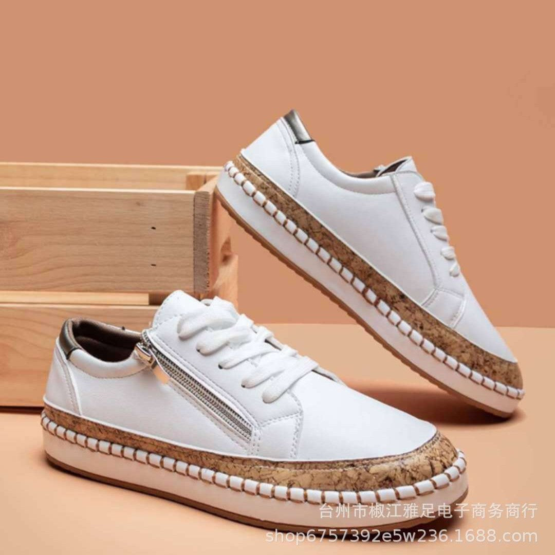 Dame sneakers med moderne blomsterbroderi og komfortabel lynlås Stilla