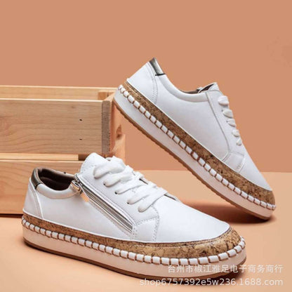 Dame sneakers med moderne blomsterbroderi og komfortabel lynlås Stilla