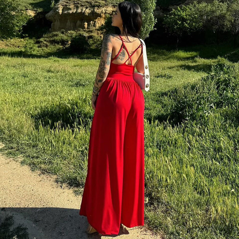 Dame Elegant Jumpsuit med luftig pasform og fine stropper Stilla