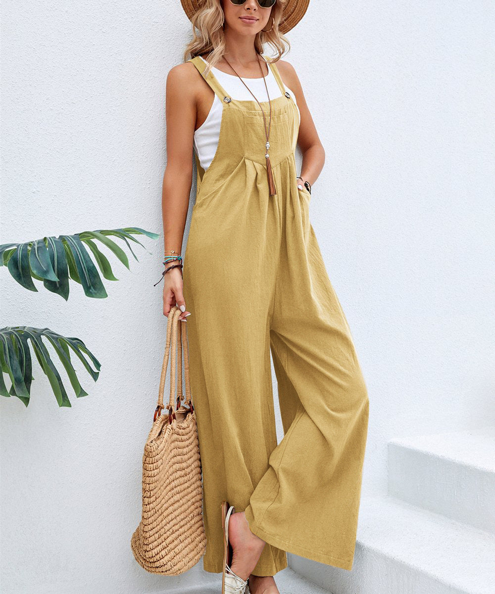 Dame Wide Jumpsuit med lommer og justerbare stropper Stilla