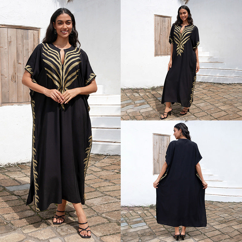 Dame elegant kaftan med kunstfærdigt gulvmønster Stilla