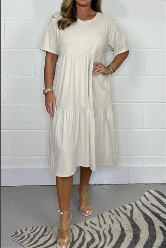 Dame afslappet midikjole med legende flæser Stilla