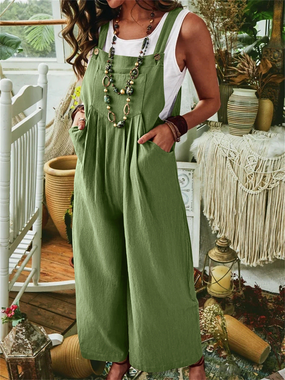 Kvinder justerbare stropper bredbenet jumpsuit Stilla