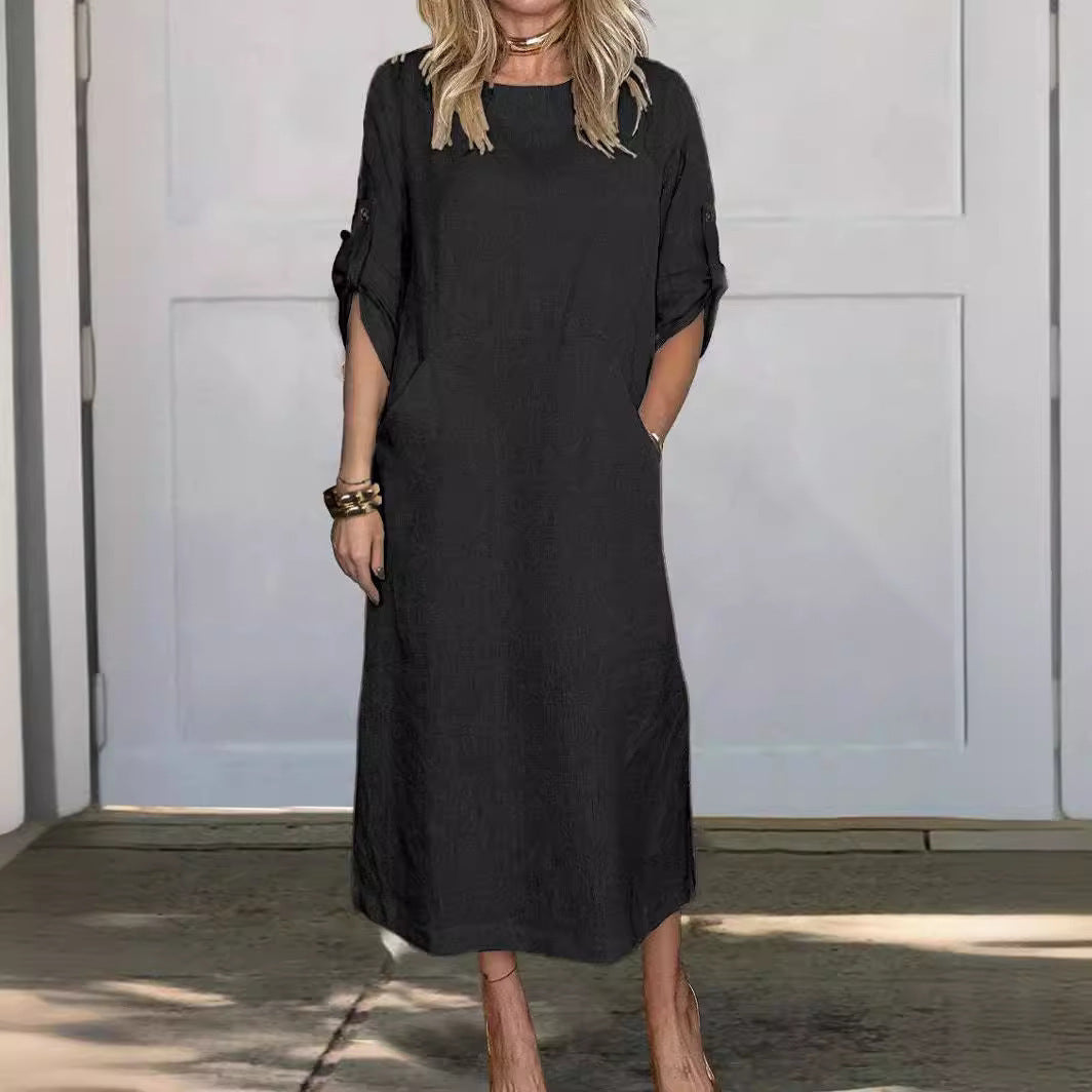 Dame afslappet langærmet kjole Stilla