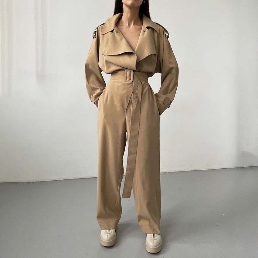 Dame Stilfuld Jumpsuit med moderigtig bælte og vide ben Stilla