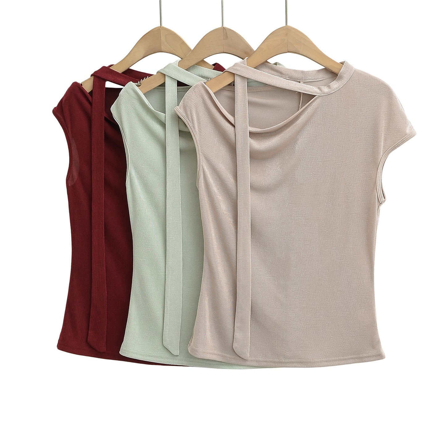 Dame elegant indpakningsoberdel med justerbare stropper og asymmetrisk snit Stilla