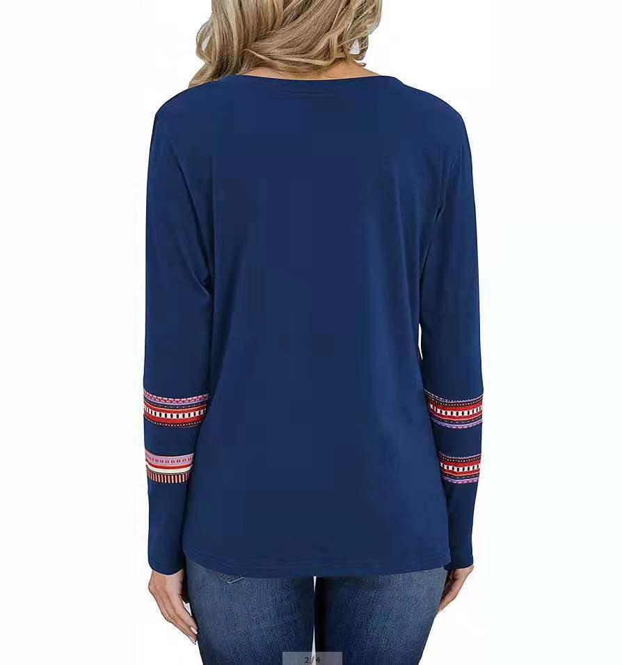 Dame afslappet longsleeve T-shirt med moderne mønster Stilla