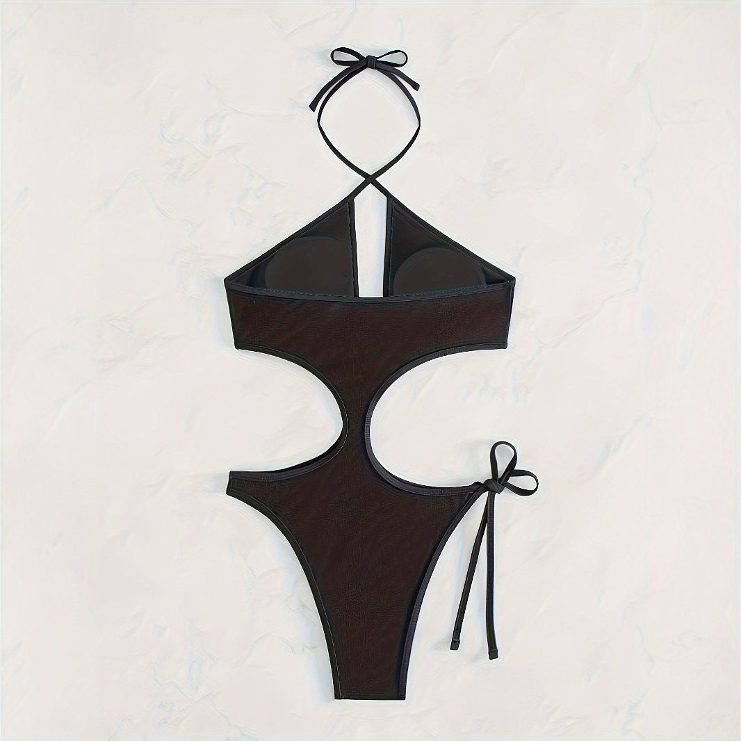 Dame Cut-Out Badedragt med spændende V-udskæring og elegant snøring Stilla