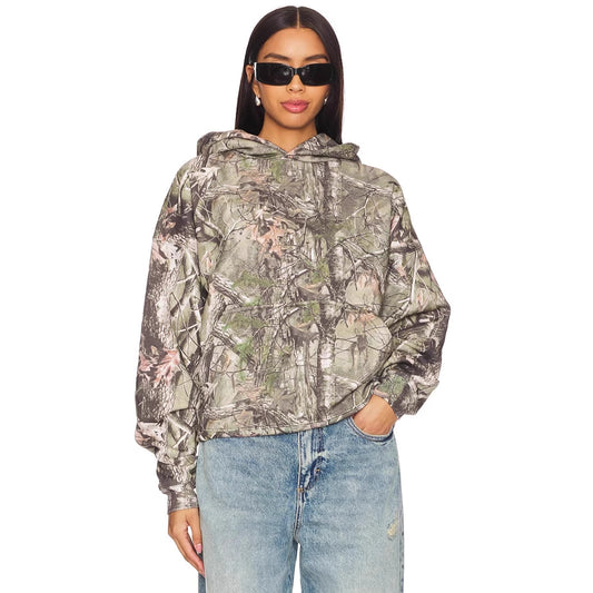 Dame afslappet hættetrøje i moderne camouflage-design med blødt inderfor Stilla