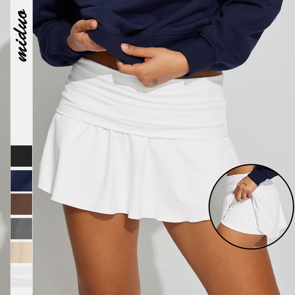 Dame sporty wrap nederdel med svingende kant og elastisk talje Stilla