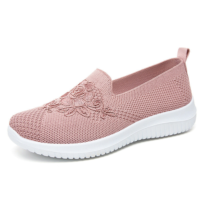 Dame Slip-On Sneakers med florale broderier og åndbart overmateriale Stilla
