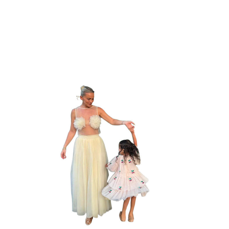 Dame elegant gennemsigtig aftenkjole Stilla