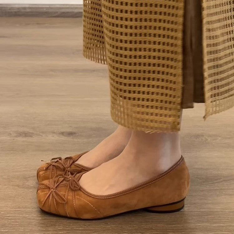 Dame Elegant Bue-Detail Læder Ballerinas Stilla