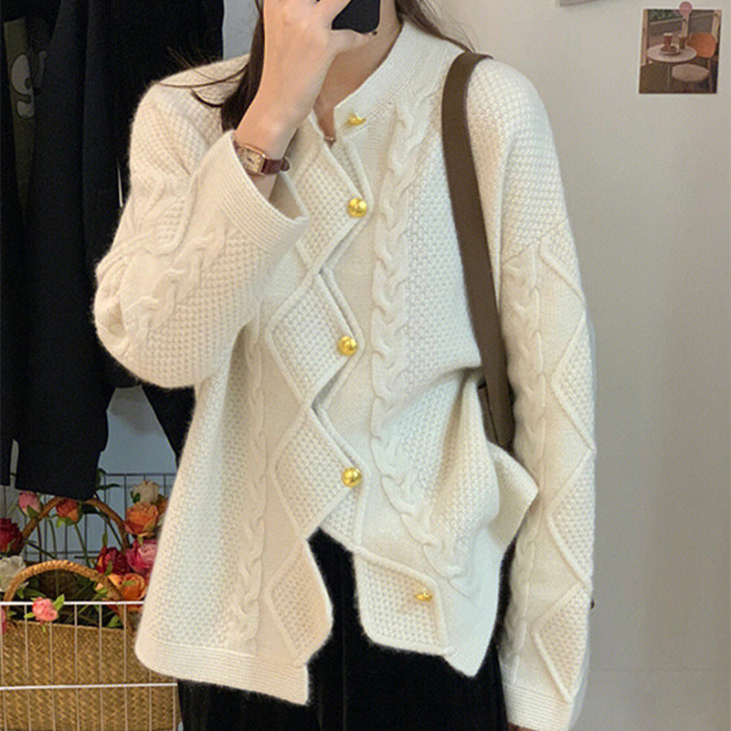 Dame Struktureret Kabelstrik Cardigan Stilla