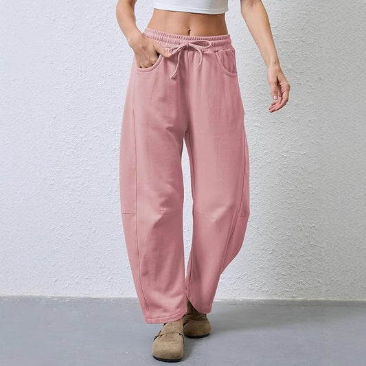 Dame afslappet fritidshose med elastisk talje og sidelommer Stilla