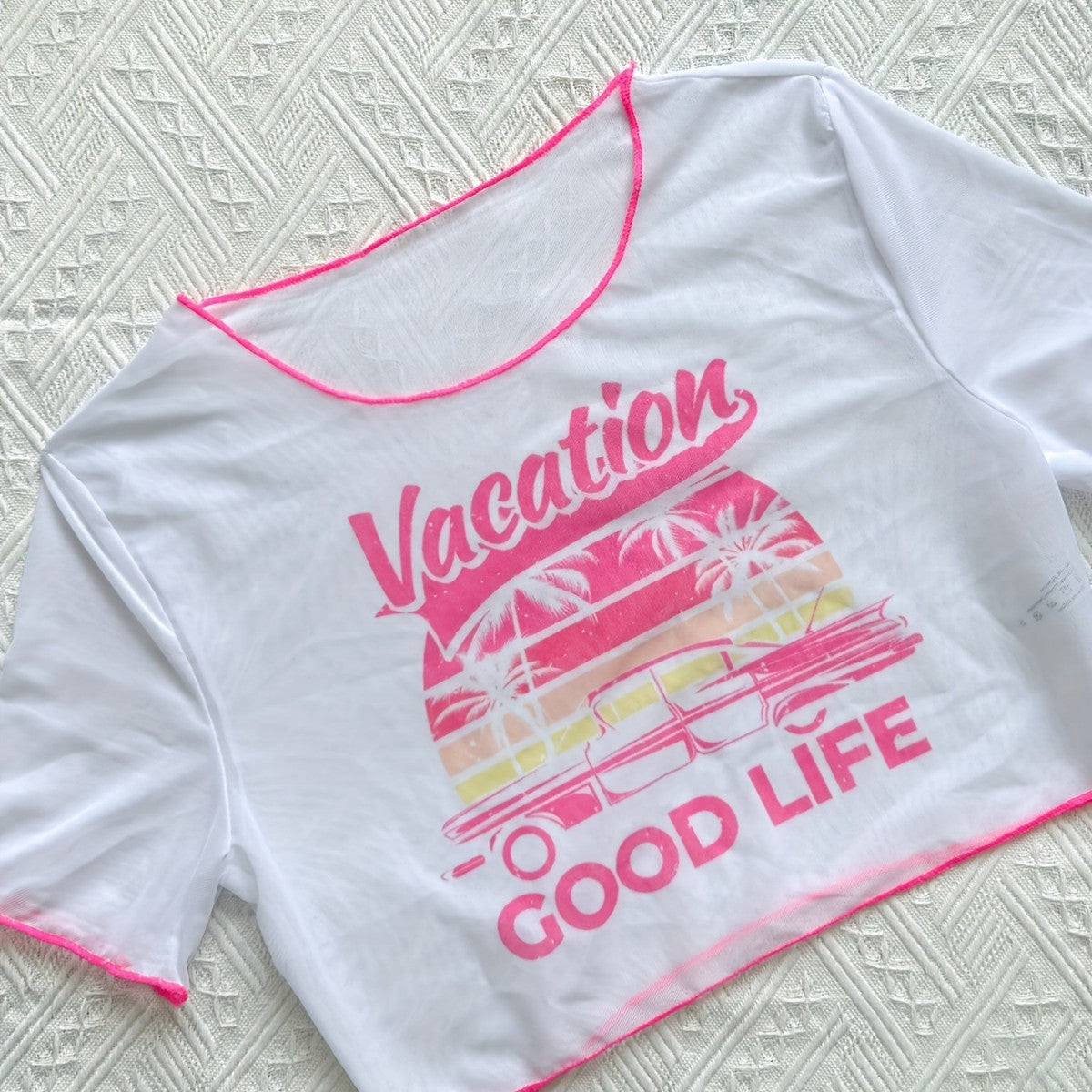 Dame Cropped T-Shirt og Bikini-sæt med moderigtigt knudedetalje Stilla