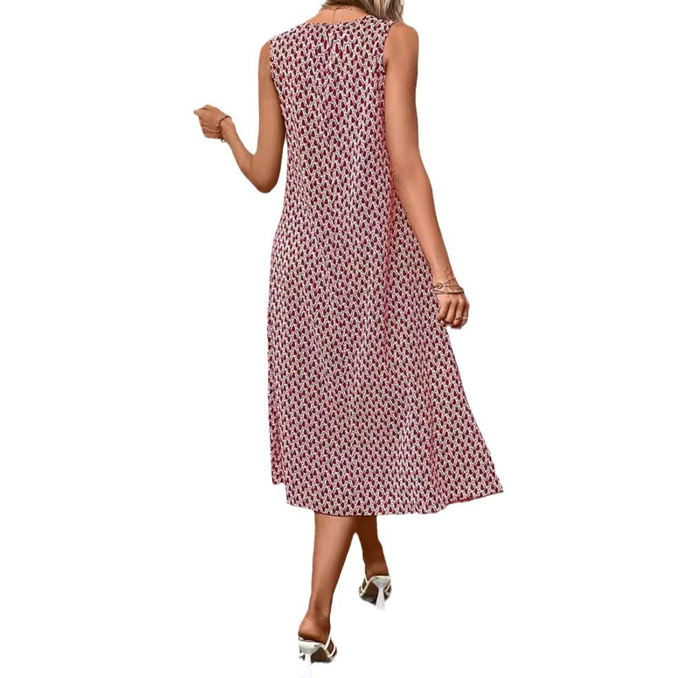 Dame afslappet midi-kjole med asymmetrisk snit og raffinerede accenter Stilla