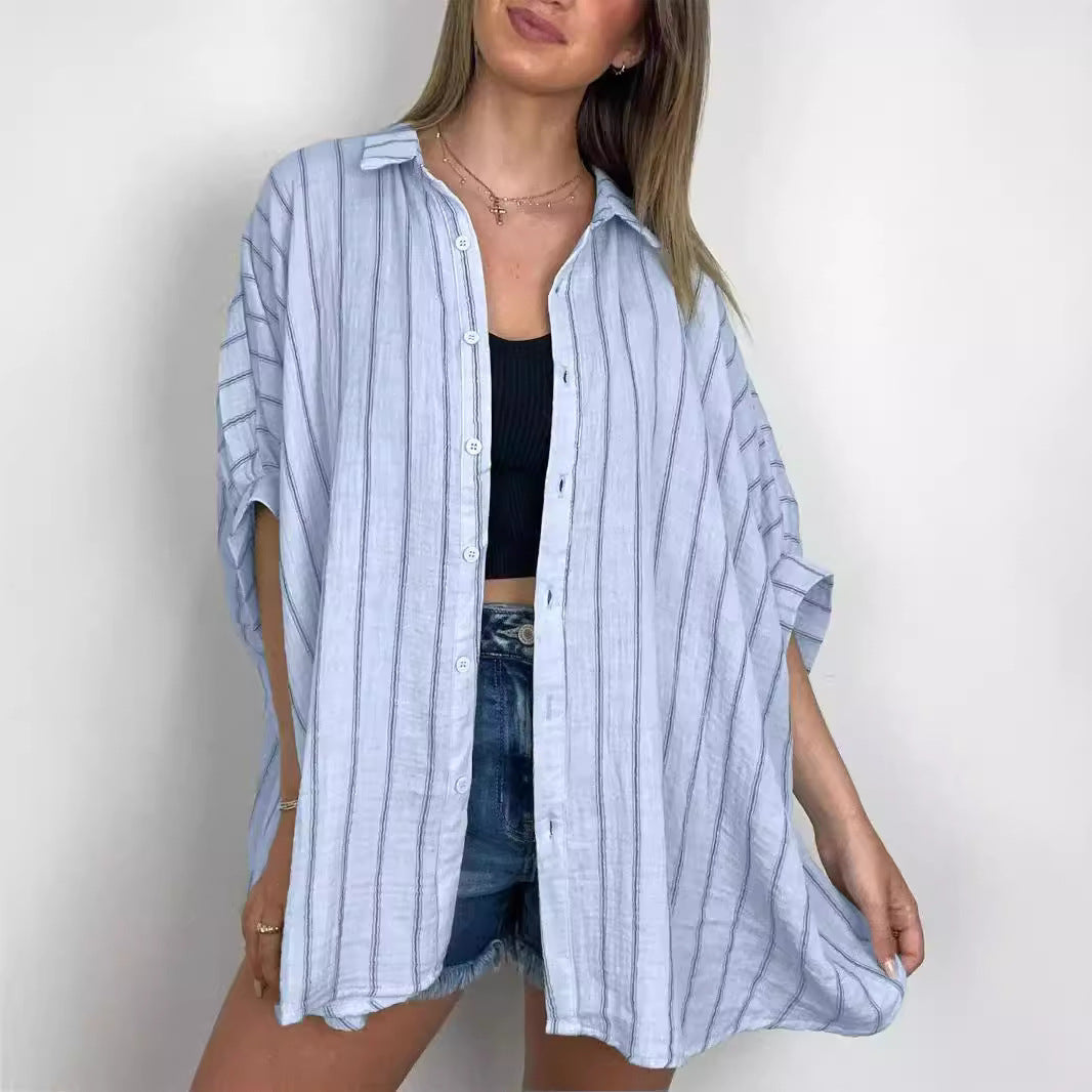 Dame afslappet oversized skjorte bluse Stilla