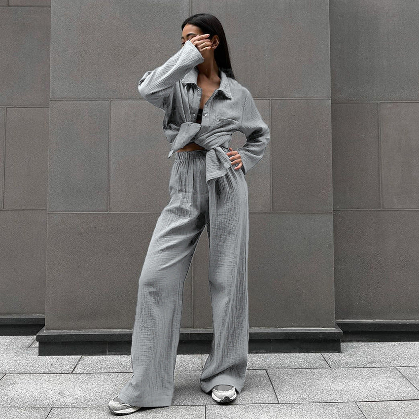 Dame afslappet Relaxed-Fit sæt bestående af skjorte og bukser Stilla