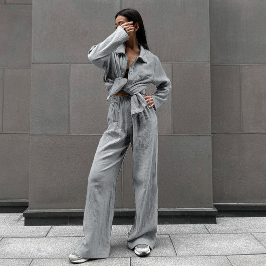 Dame afslappet Relaxed-Fit sæt bestående af skjorte og bukser Stilla