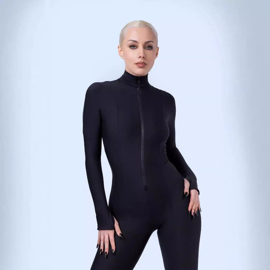Dame sporty jumpsuit med høj krave og lynlås Stilla