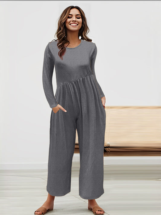Dame overdimensioneret jumpsuit med sidelining og bredt ben Stilla