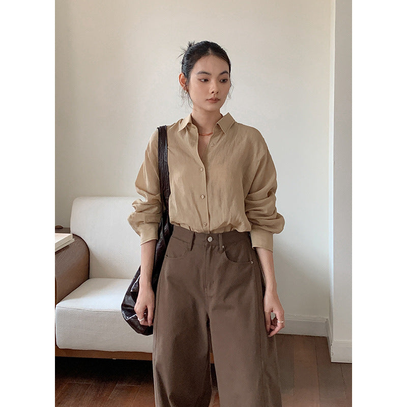 Dame afslappet skjorte med åndbar struktur og moderne snit Stilla