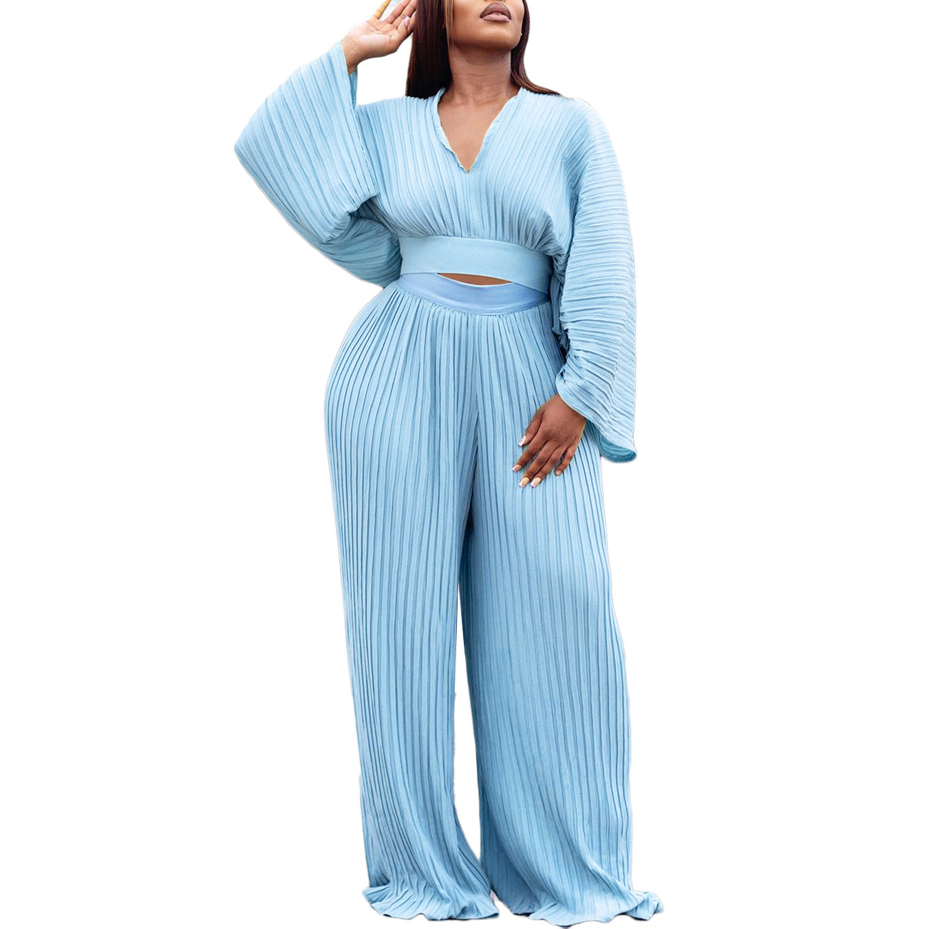 Dame Plisseret Jumpsuit med Oversize-ærmer Stilla