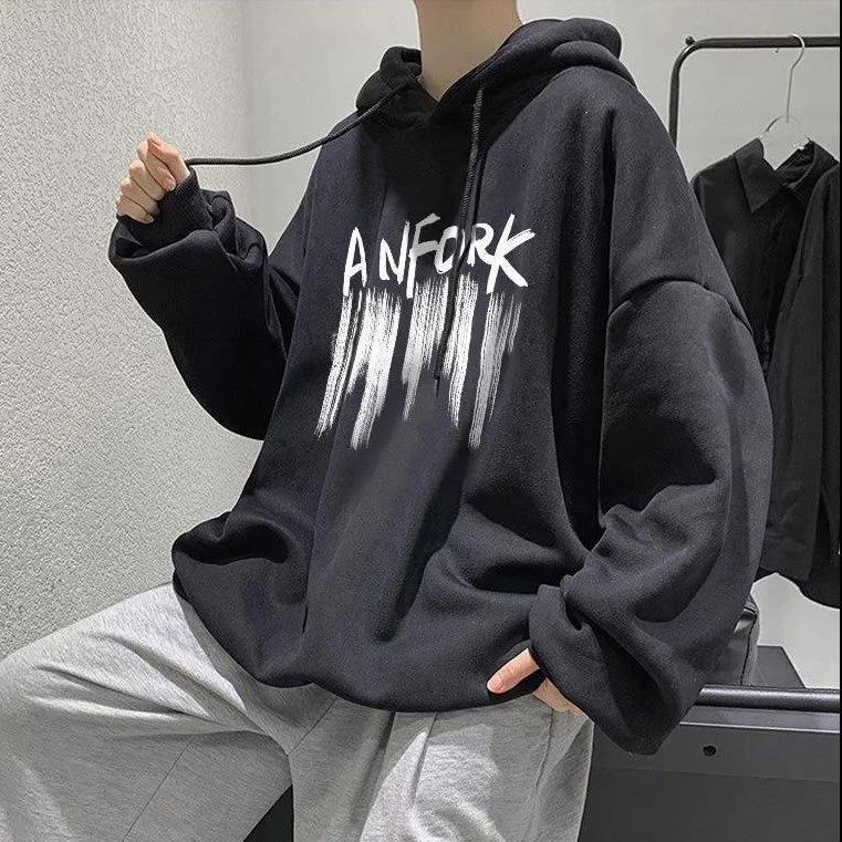 Herrer afslappet oversized hoodie med kreativ grafikdesign Stilla