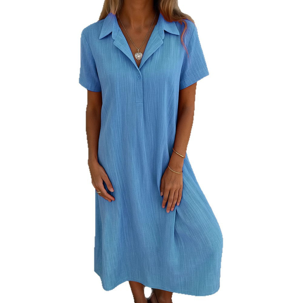 Dame afslappet skjortekjole lavet af åndbart materiale Stilla