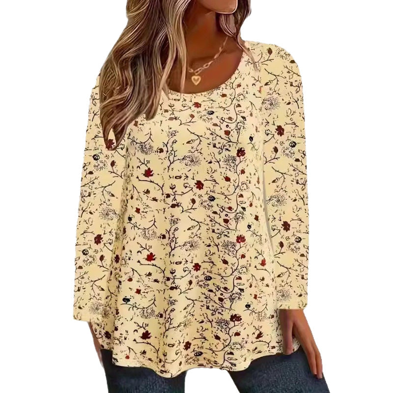 Dame afslappet bluse med blomsterprint og lange ærmer Stilla
