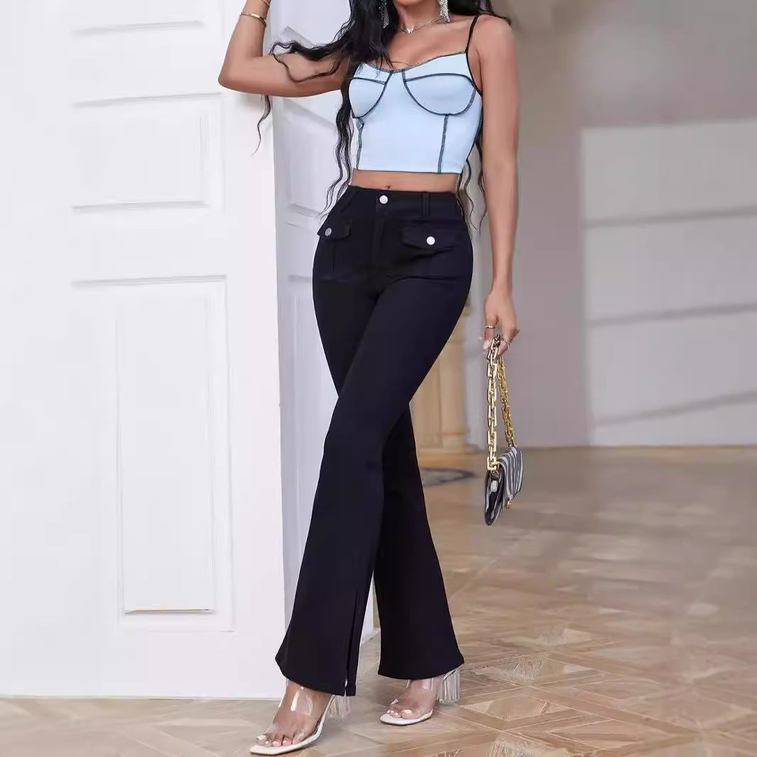 Dame afslappet Bootcut Jeans med sidelommer og praktiske lommer Stilla