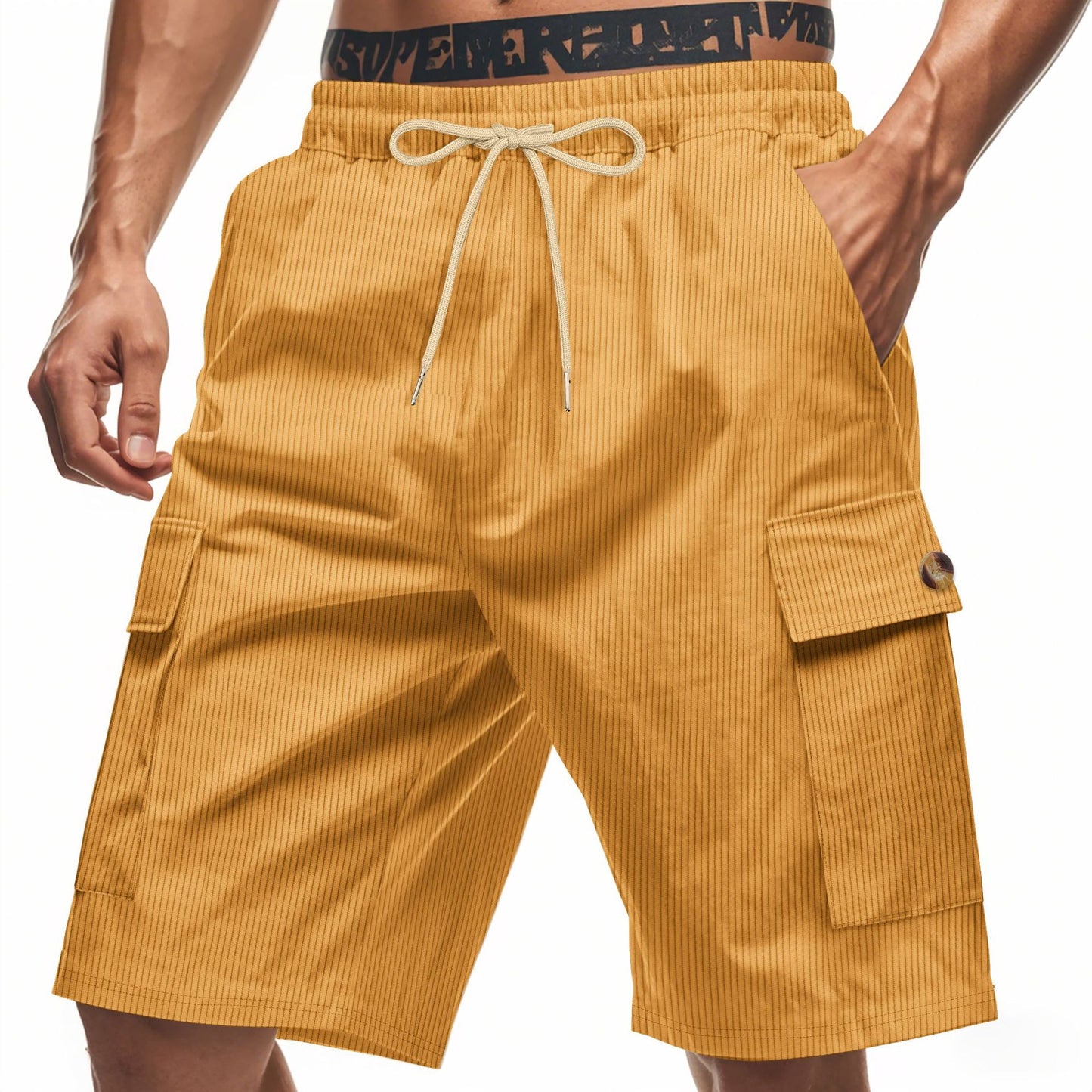 Herre Cargo-Shorts med elegante striber og praktiske sidelommer Stilla