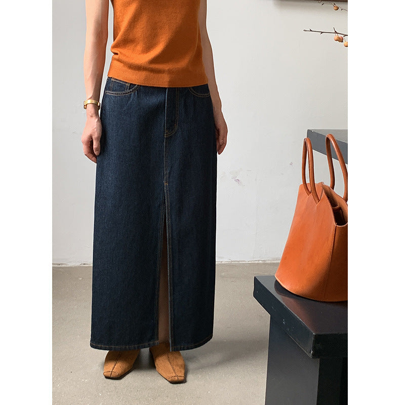 Dame Denim Maxiskørt med elegant snit og praktiske lommer Stilla