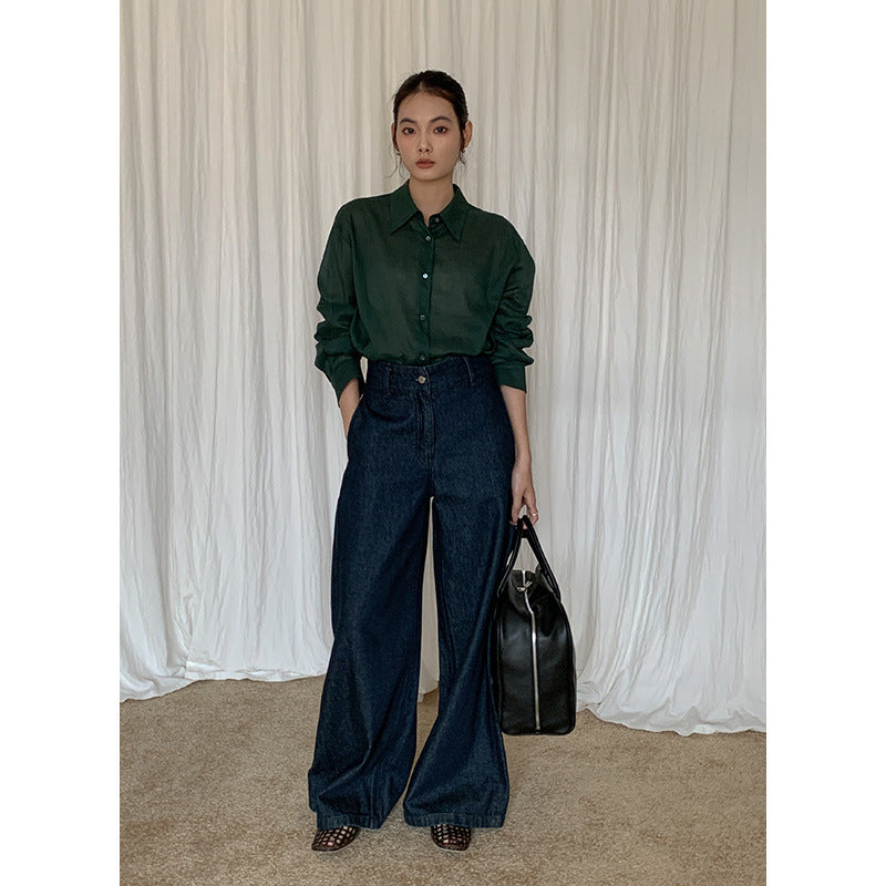 Dame elegant bluse med fin vævstruktur og klassiske knapdetaljer Stilla