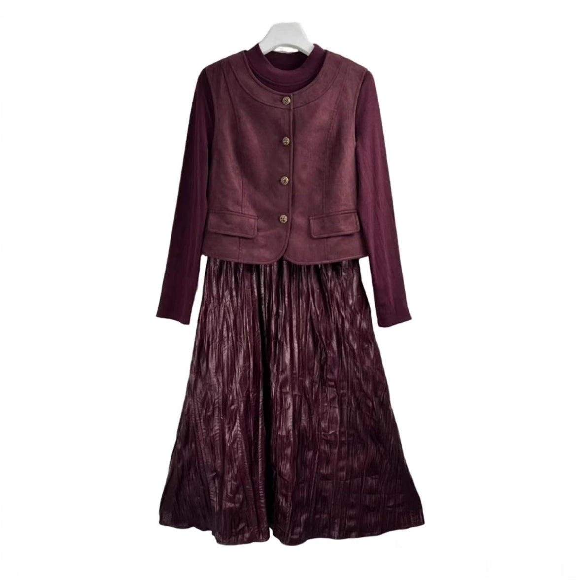 Dame Elegant Blazer-nederdel Kombination med struktureret stof og raffinerede knapdetaljer Stilla