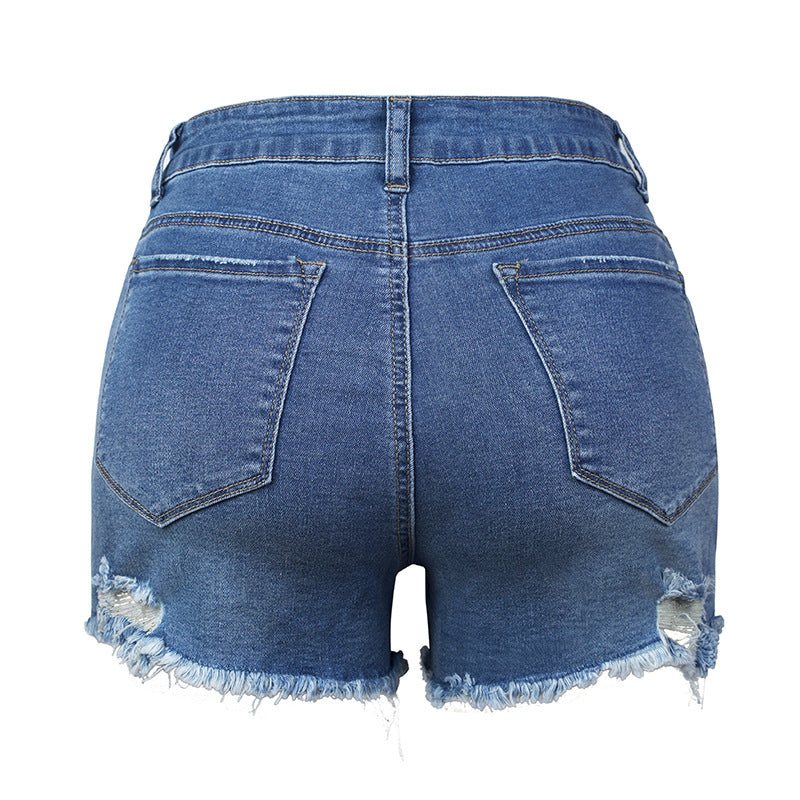 Dame destroyed Denim-shorts i afslappet vintage-stil Stilla