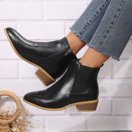 Dame ankle boots med elegant lynlås og glat overflade Stilla