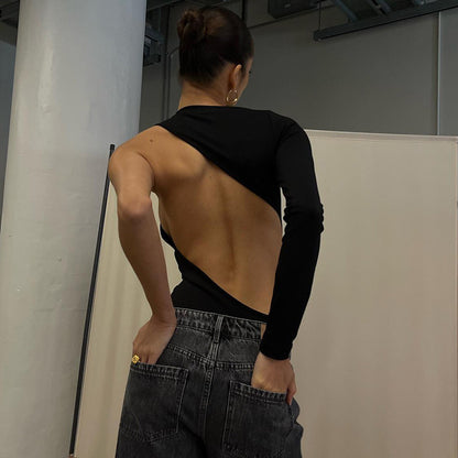 Dame alsidig langærmet bodysuit med asymmetrisk design Stilla