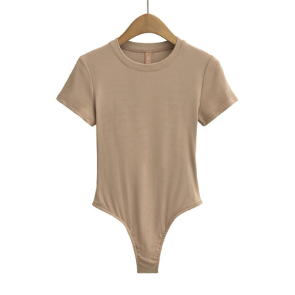 Dame figurnær Bodysuit i høj kvalitet rib-stof med kort ærme Stilla