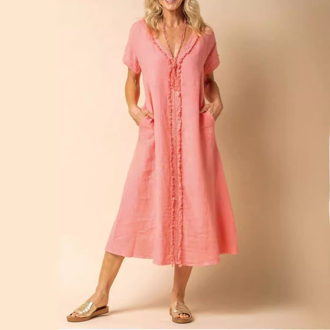 Dame afslappet maxikjole med lommer Stilla