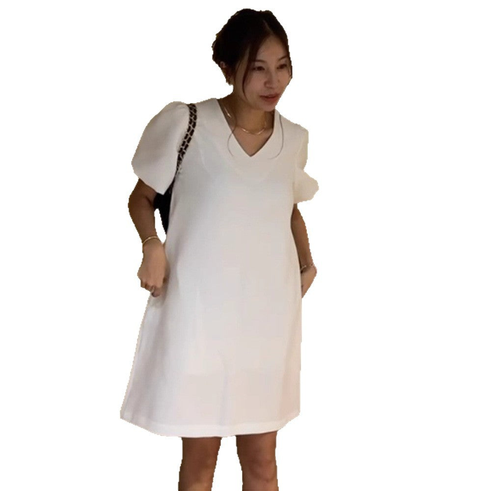 Dame A-linie kjole med elegante pufærmer Stilla