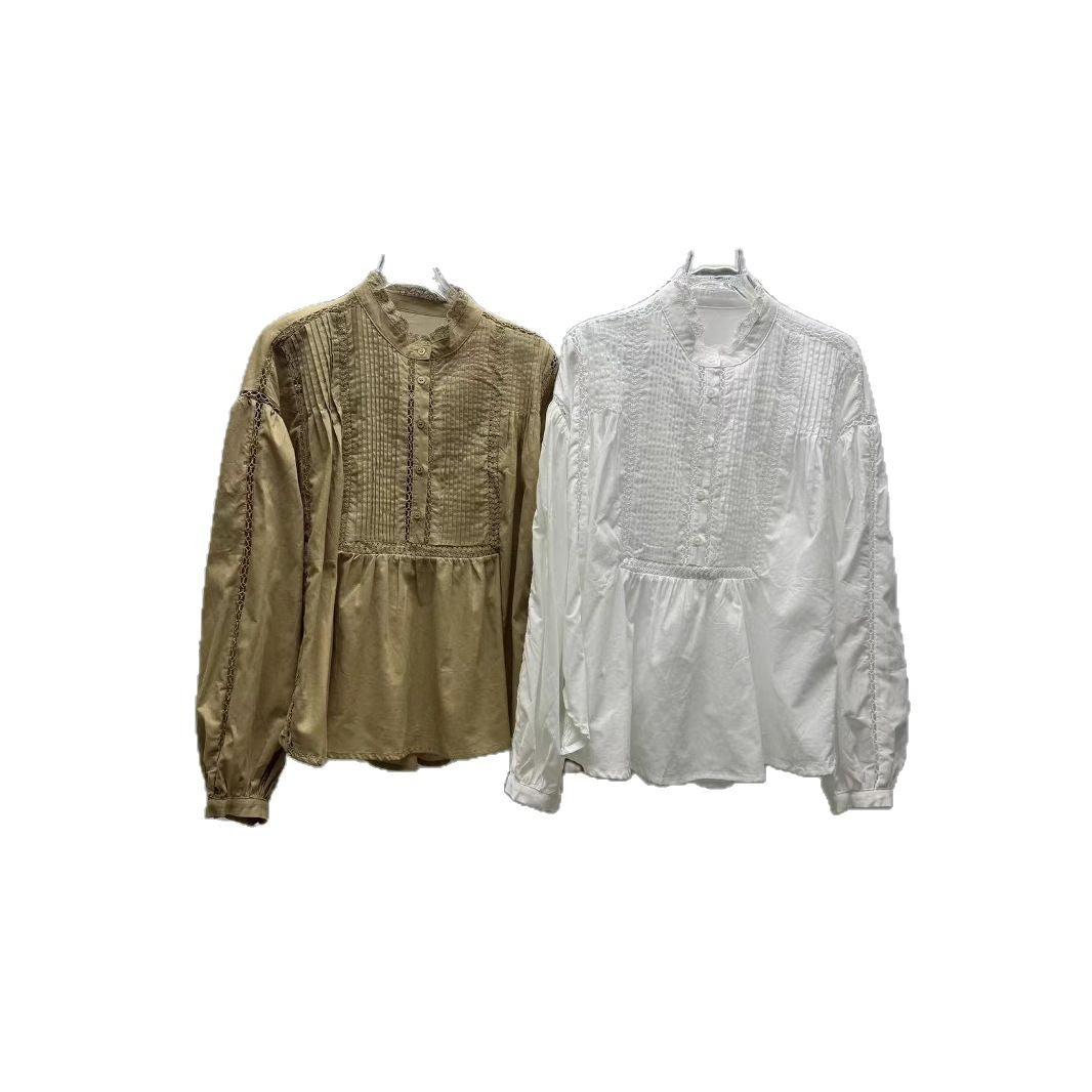 Dame elegant bluse med struktureret design og botaniske accenter Stilla