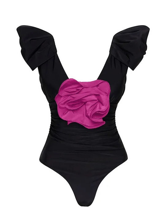 Dame elegant badetøjs-sæt med ruffle-detail og maxi-nederdel Stilla